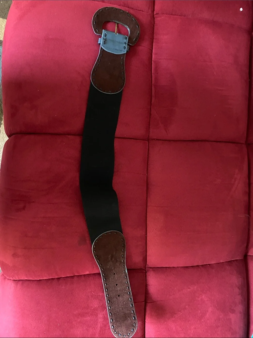 Wide Casual Belt with Leather-Navy Buckle